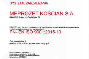 Certyfikat Systemu Zarządzania